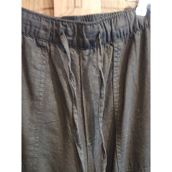 Gap Pants Womens Medium Black Wide Leg Linen Cargo Casual Drawstring pull on - Picture 3 of 7
